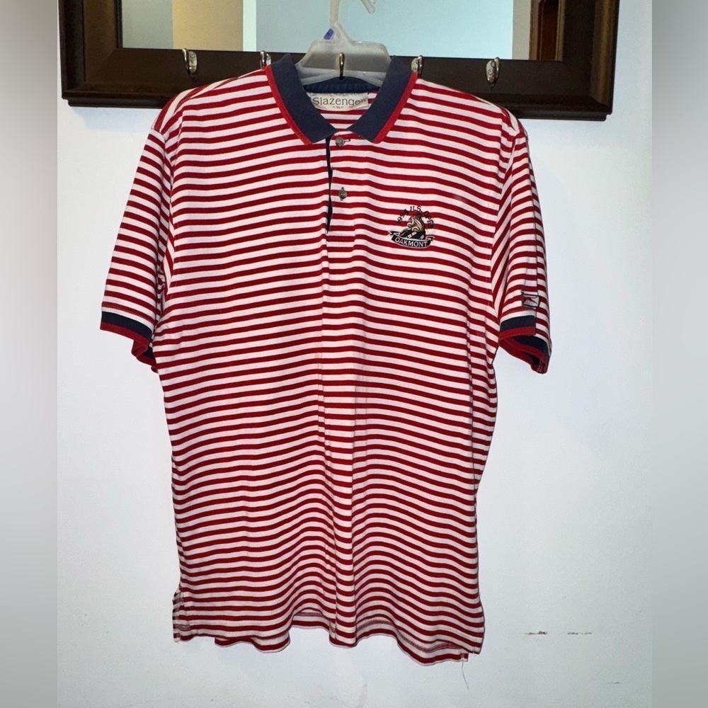 Slazenger VINTAGE 1994 Oakmont US Open Red Striped Men's Polo Shirt Size XL
